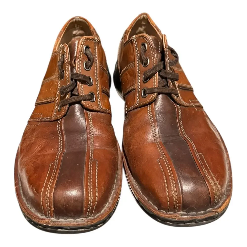 Clark’s Touareg Men's 10 M Brown Leather Bicycle Toe Oxford Casual Shoes 70852